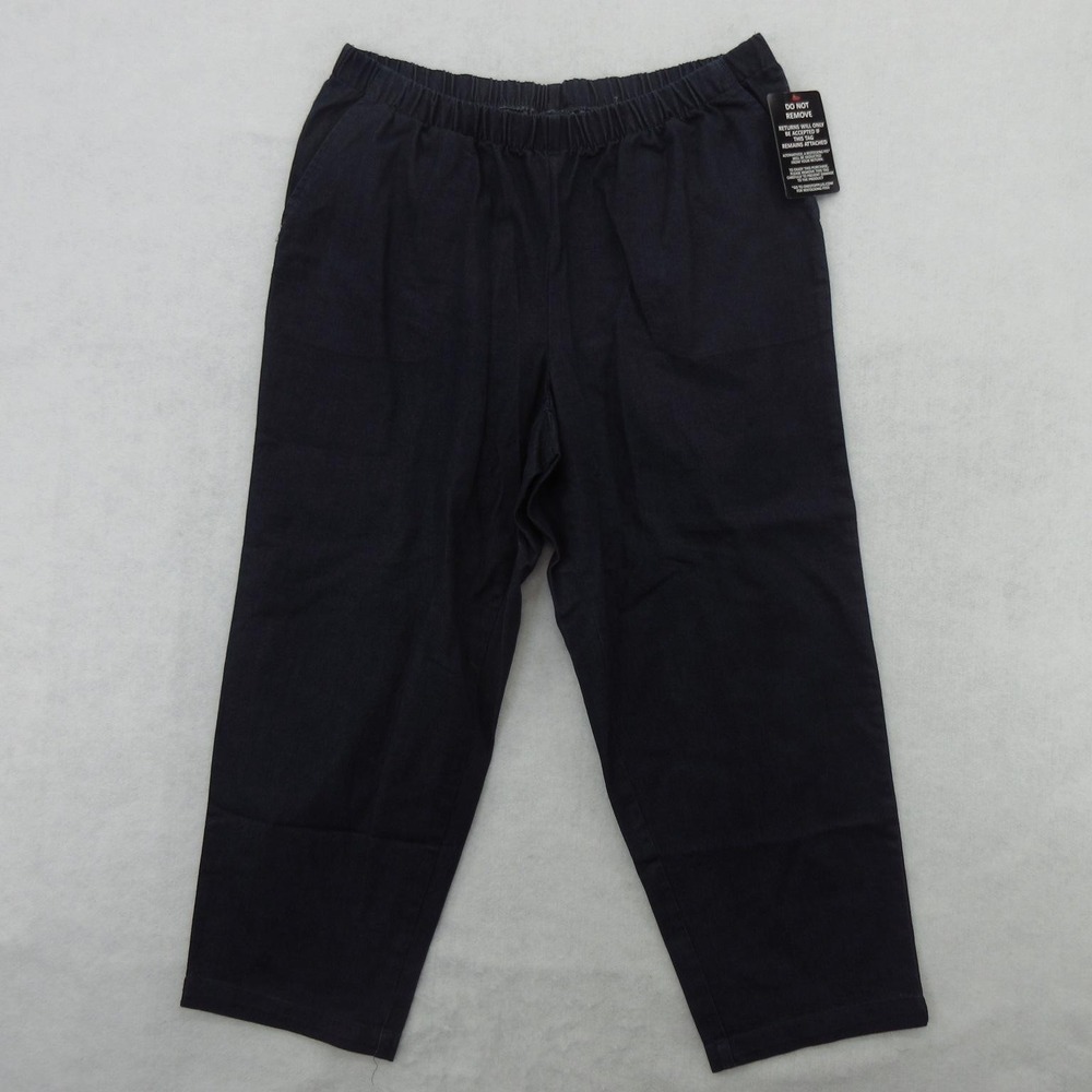 Woman Within Pants Womens 22W Petite Blue Denim Pull On Ankle Stretch Casual New